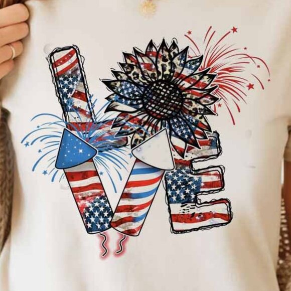 America 4th of July Shirt, American Flag Heart 4th Of July TShirt - Picture 2 of 4